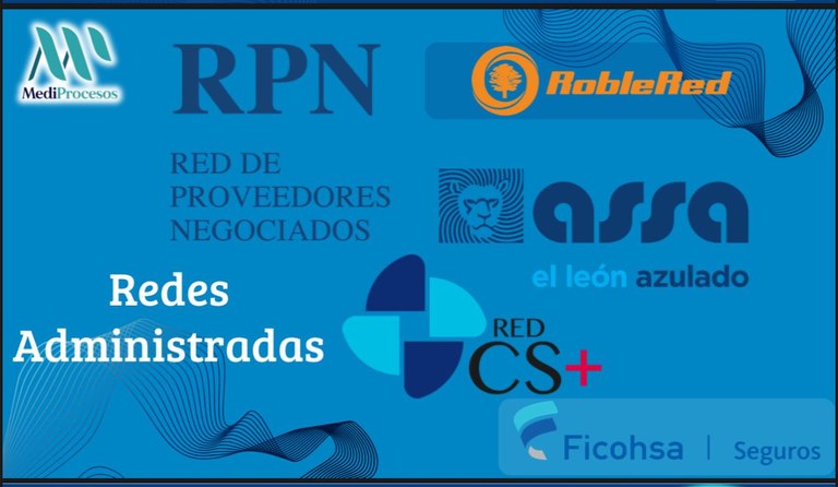 Redes administradas afiliadas: MediProcesos, RPN, RobleRed, ASSA, RED CS+, Ficohsa Seguros